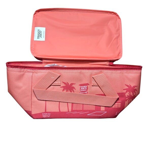 Trader Joe’s Peach Insulated Lunch Tote Bag NWT Cooler Carryall Palm Tree Design - Picture 3 of 5